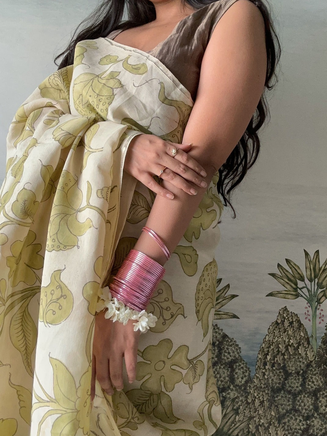 Srikalahasti Kalamkari Saree - Earth Goddess