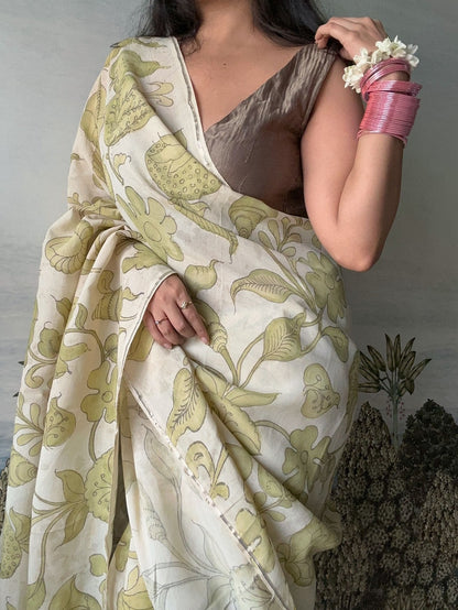 Srikalahasti Kalamkari Saree - Earth Goddess