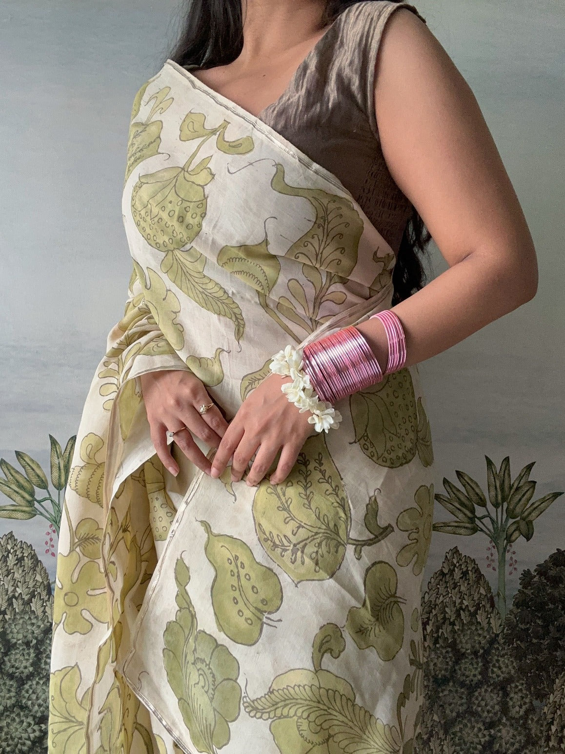 Srikalahasti Kalamkari Saree - Earth Goddess