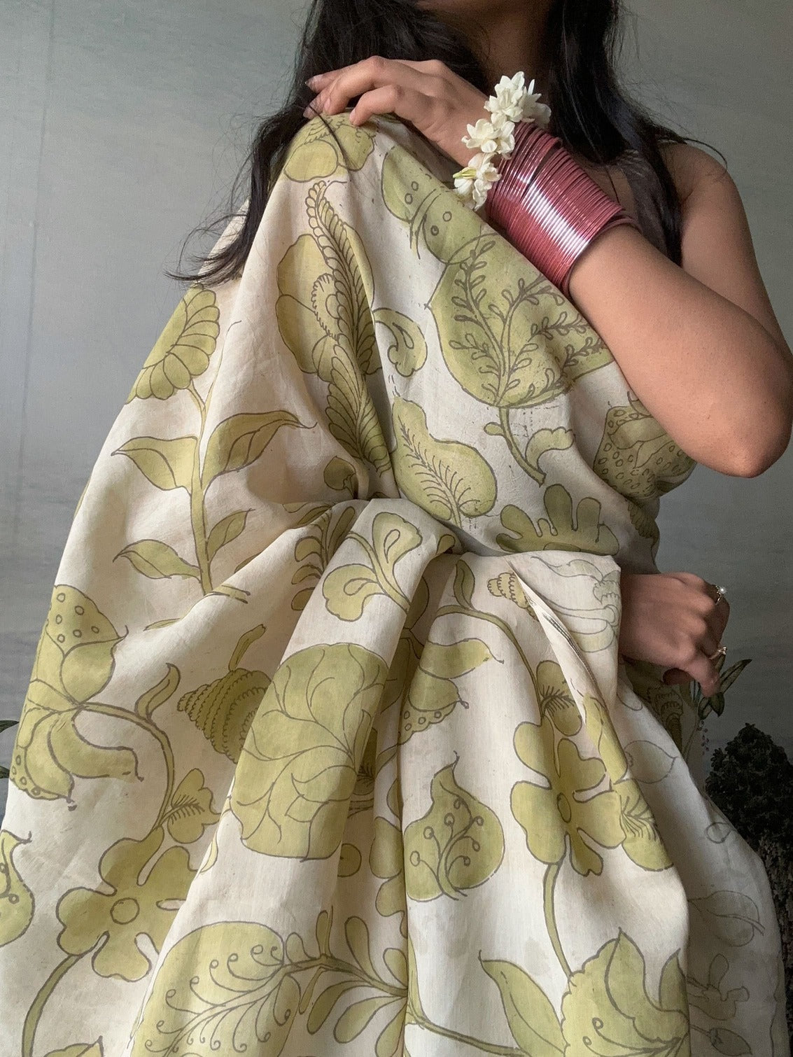 Srikalahasti Kalamkari Saree - Earth Goddess