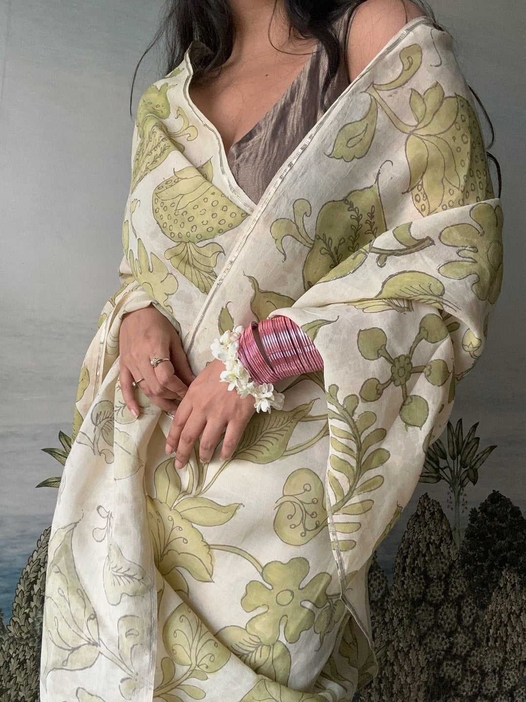 Srikalahasti Kalamkari Saree - Earth Goddess