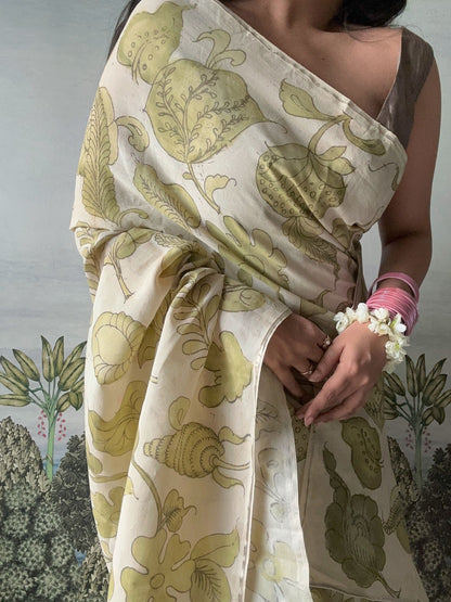 Srikalahasti Kalamkari Saree - Earth Goddess