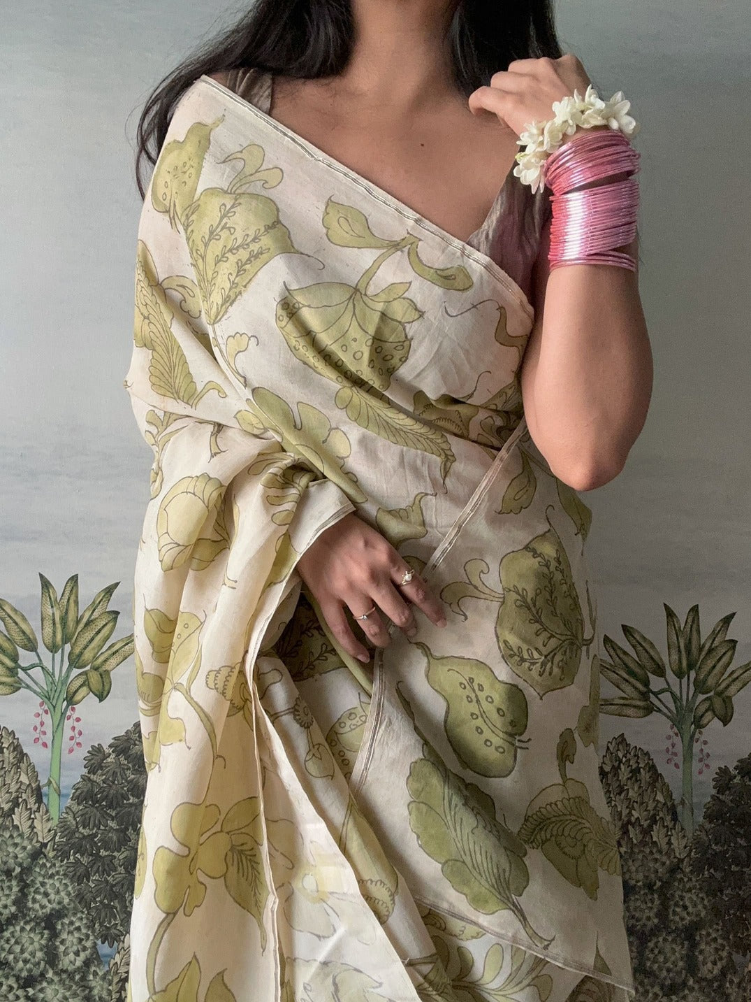 Srikalahasti Kalamkari Saree - Earth Goddess