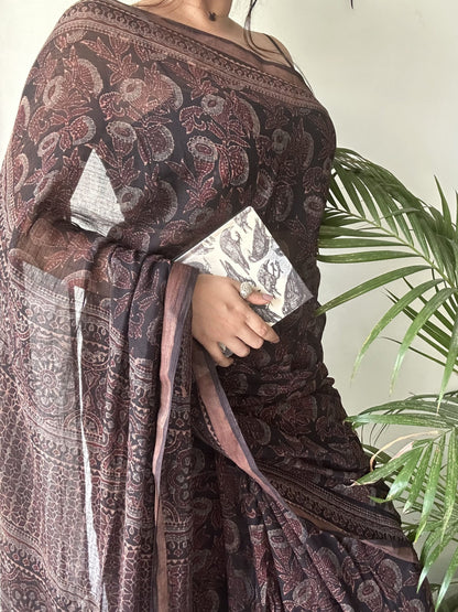 Persephone - Handwoven & Handblocked Ajrakh Kota Saree