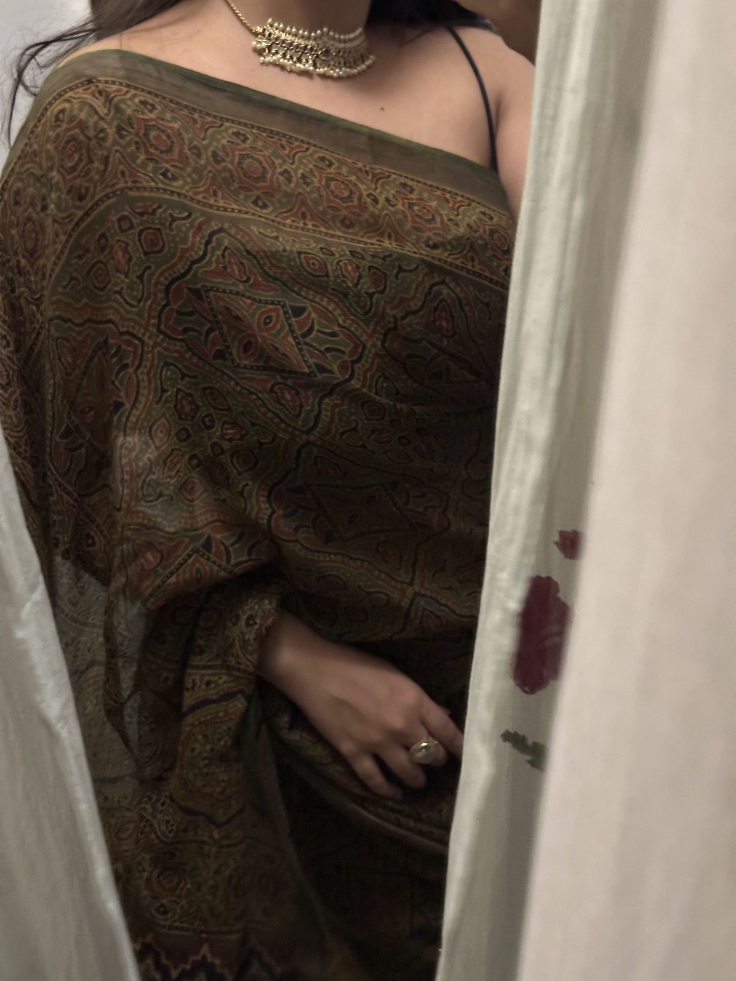 Mehendi - Handwoven & Handblocked Ajrakh Kota Saree