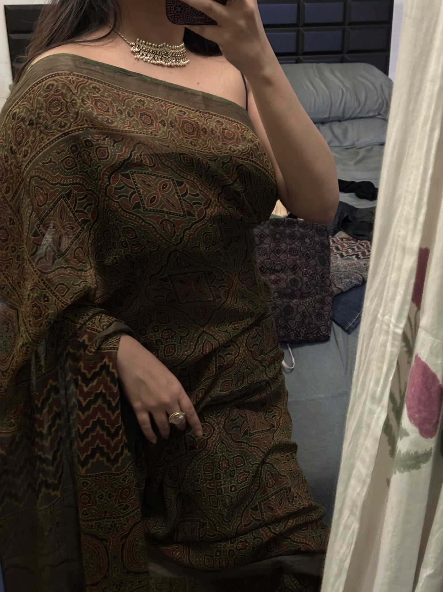 Mehendi - Handwoven & Handblocked Ajrakh Kota Saree