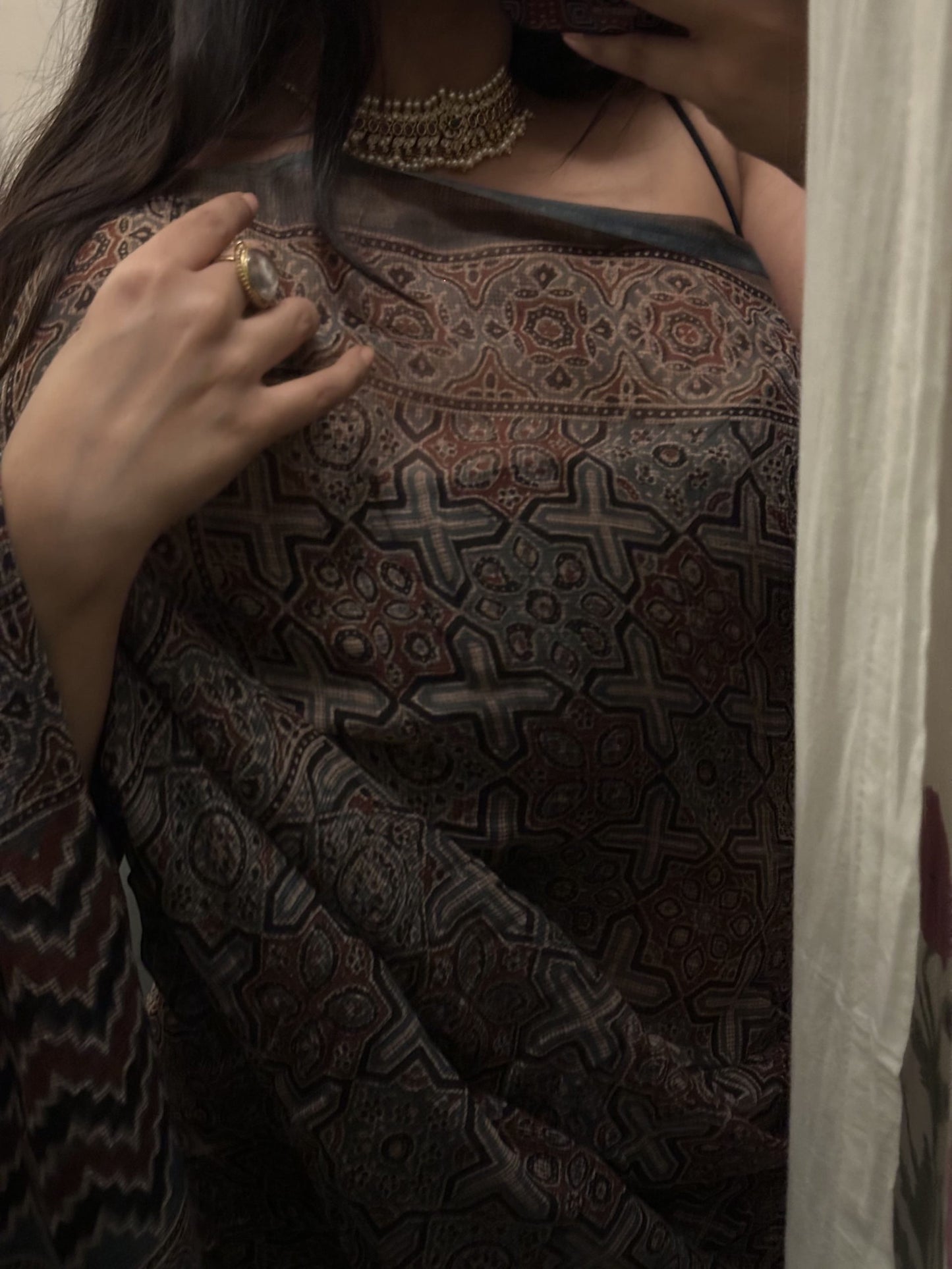 Bhairavi - Handwoven & Handblocked Ajrakh Kota Saree