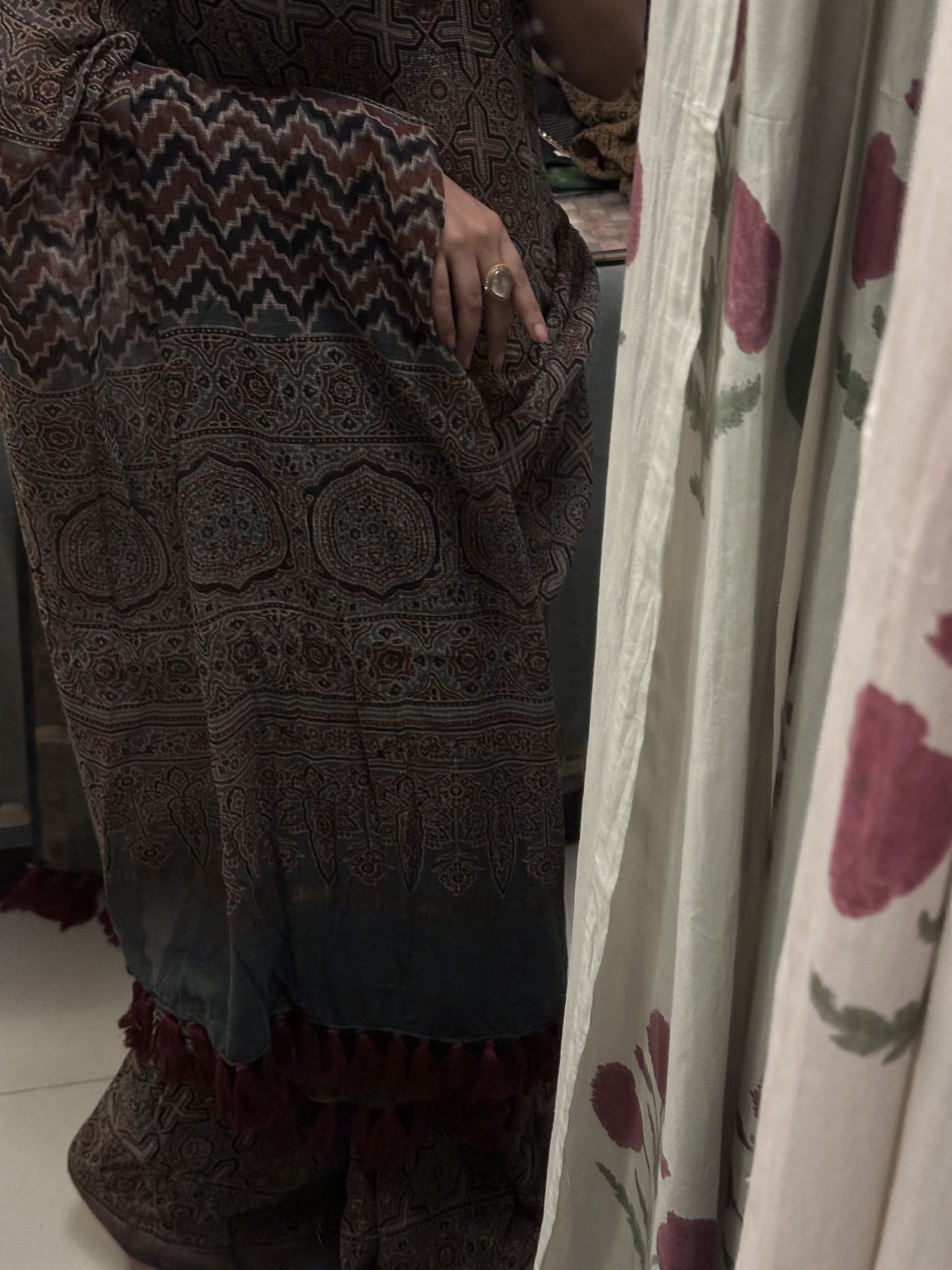 Bhairavi - Handwoven & Handblocked Ajrakh Kota Saree
