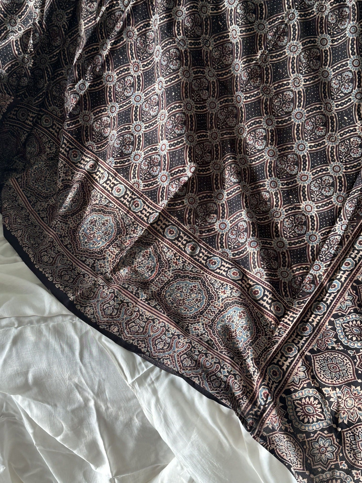 Baroque Black Ajrakh Cotton Mul Saree